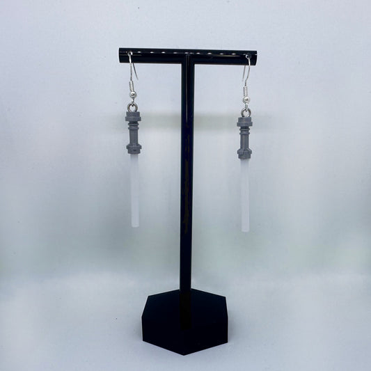 White Lightsaber Earrings